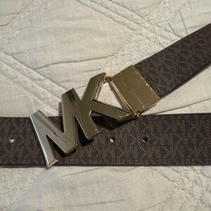 Michael Kors Logo Buckle Belt | Gold MK Monogram